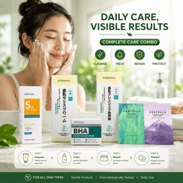 ✨ KORMESIC Complete Skincare Combo Pack | Choose BHA Cream or 5% Benzoyl Peroxide Serum